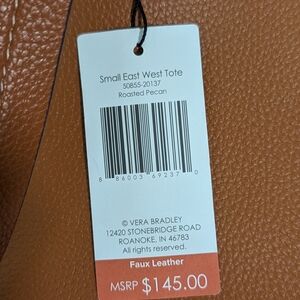 Vera Bradley Faux Leather Tote in Rich Brown